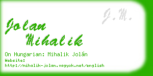 jolan mihalik business card